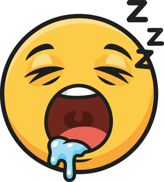 Tired yawning emoji with drool and zzzs indicating sleep