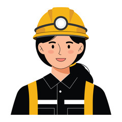 Female Miner Avatar Woman Hard Hat Professional Worker Illustration