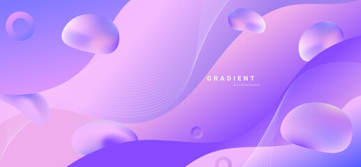 Naklejka na ściany i meble Soft purple gradient abstract background with 3D fluid shapes and smooth wave lines Naklejka na ściany i meble Soft purple gradient abstract background with 3D fluid shapes and smooth wave lines