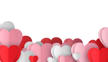 Pink heart frame with heart shaped balloons, a romantic illustration for Valentine's Day greeting card design