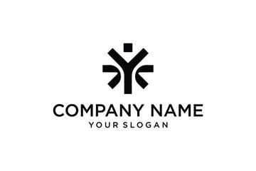 PrAbstract Human Figure Logo Design with Company Name and Slogan on White Background