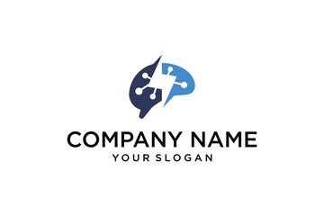 Digital Brain Network Logo - Artificial Intelligence and Technology Concept