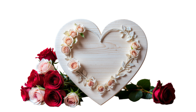 Red roses in a heart shape are a perfect symbol of love, passion, and romance for a wedding or Valentine's Day celebration