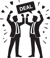 Business Deal Silhouette — Successful Agreement and Partnership Concept