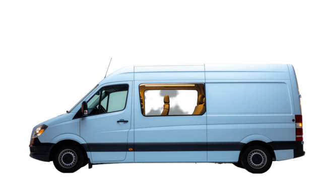 Isolated white cargo delivery van transport vehicle model design