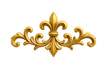 Ornate golden fleur de lis decorative ornament isolated on black background representing luxury royal heritage and elegant classic french vintage design element concept visualization