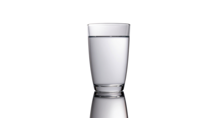 Clear glass of pure water and champagne isolated on a white background, a single transparent drink object
