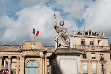Paris, France - October 27, 2025: Statue La Loi de Jean -Jacques Feuchere with the National...
