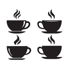 Coffee cup silhouettes vector on white background 3