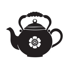 Teapot silhouette vector on white background