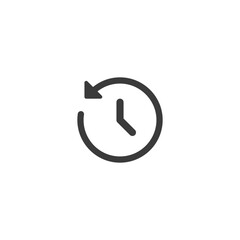 Clock arrow, linear icon. Scheduled payment and time management