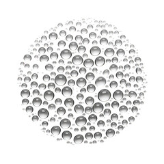 Collection of water droplets isolated on transparent background, forming a circle