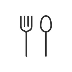 Fork and spoon, linear icon. Dining and cutlery symbol. Line with editable stroke.
