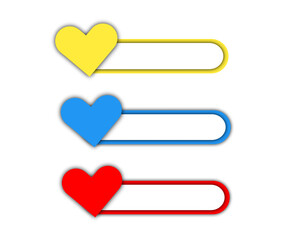 Colorful Heart Label Design – Red, Blue, Yellow Love Tag Banner PNG
