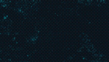 Abstract Digital Background of Grid with Geometric Teal Light Effects