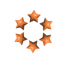 3D Orange Stars Circle Design on White Background