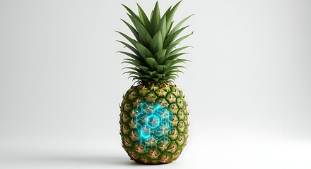 Fototapeta premium Tropical fruit with digital circuit pineapple green