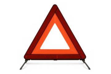 Red and orange warning triangle indicating emergency, breakdown, and road safety, with transparent background