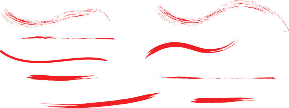 Abstract red brush strokes and swirls on white background