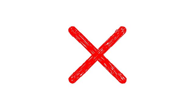 Red cross stop motion animation on a transparent background, Error, Wrong, Cancel, Reject, Prohibition Symbol, Motion Graphic Icon with Alpha Overlay
