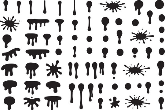 Hand-Drawn Liquid Drops and Goo Blob Shapes Collection Black and White Abstract Design Kit