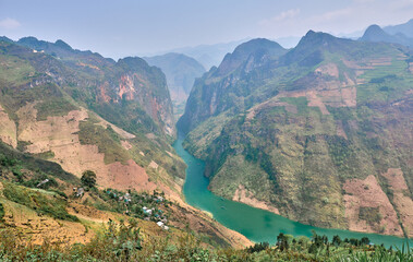 canyon and river in ha giang mountains, vietnam