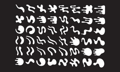 White Fluid Dynamic Forms and Paint Drips Collection