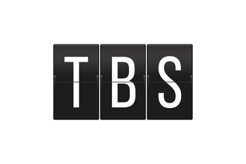 TBS Airport Code on Split Flap Display Sign Representing Tbilisi International Airport and Global Air Travel Concept