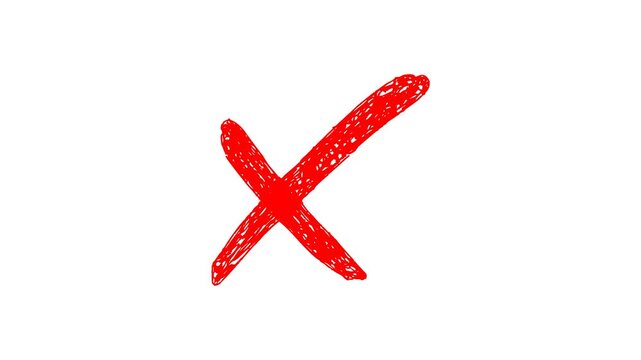 Red cross stop motion animation on a white background, Error, Wrong, Cancel, Reject, Prohibition Symbol, Motion Graphic Icon with Alpha Overlay