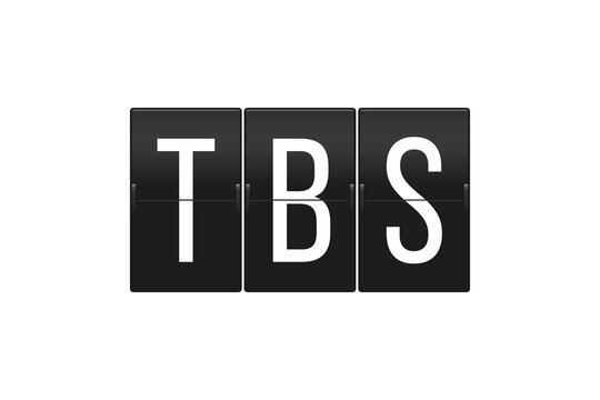 TBS Airport Code on Split Flap Display Sign Representing Tbilisi International Airport and Global Air Travel Concept