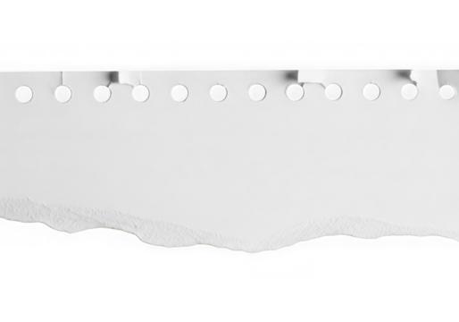 Torn paper edge perforated holes, isolated on transparent background