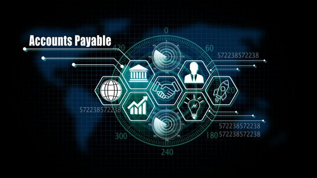 accounts payable  Lifecycle on Futuristic Radar Technology Background. 