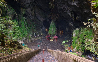 temple built in a cave in vietnam