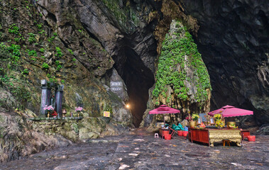 temple built in a cave in vietnam