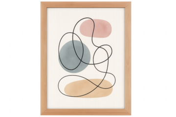 Modern abstract art minimal line drawing framed