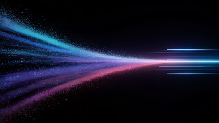 Colorful Particle Trails and Light Streaks on Black Background abstract