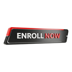 Modern enroll now button isolated on transparent background for web design