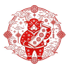 Chinese new year of the ox isolated on transparent background