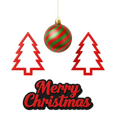 Festive christmas ornament and tree cutouts isolated on transparent background