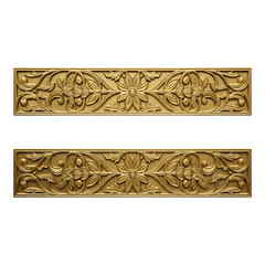 Ornate gold decorative border elements isolated on transparent background