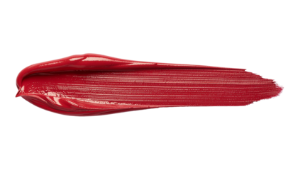 textured abstract red color paint stroke isolated on transparent background, png