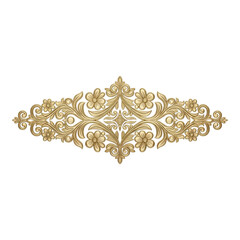 Golden baroque style ornament isolated on transparent background for decoration