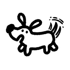 happy dog png outline, cute cartoon handdraws clipart kids doodle element hand drawn doodle, handwriting clipart, kawaii kids drawing, funny character, childlike sketch, handwritten words,