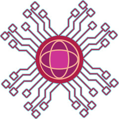 Naklejka premium Global network circuitry connection globe technology