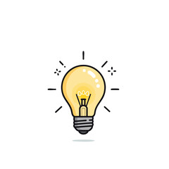 Illuminated Lightbulb Idea Graphic with Bright Glowing Filament