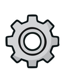 Simple Gear Icon with Black Outline and Inner Circle Detailing