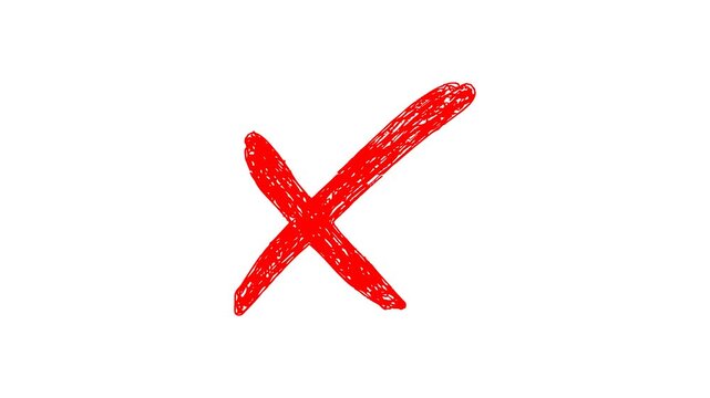 Red cross stop motion animation on a white background, Error, Wrong, Cancel, Reject, Prohibition Symbol, Motion Graphic Icon with Alpha Overlay