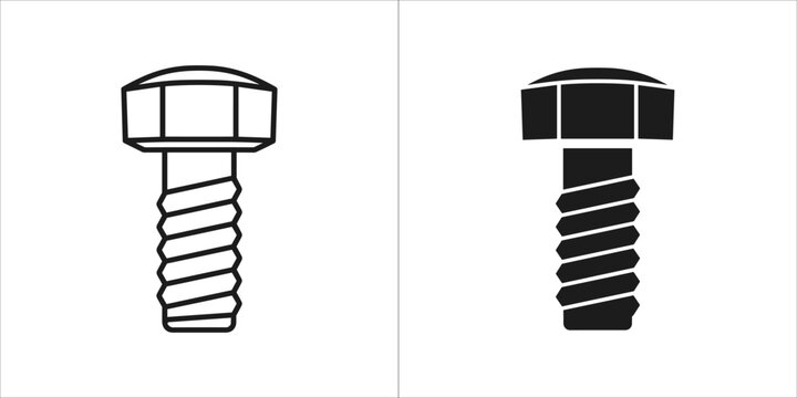 Front view of a bolt icon in outline and solid black