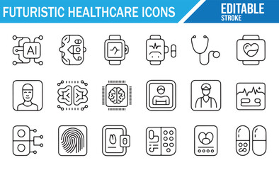 AI Medicine and Robotic Healthcare Device Illustration Collection