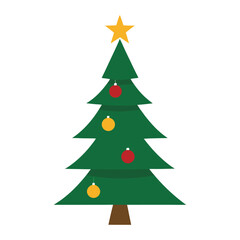 Obraz premium Stylized christmas tree decorated with ornaments and topped with a star vector Christmas